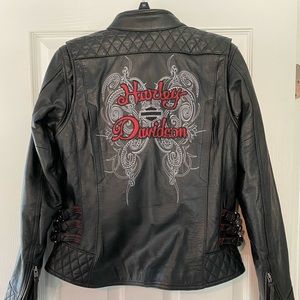Embroidered leather Harley Davidson jacket